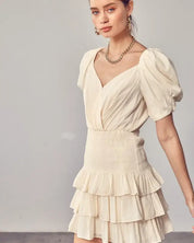 Puff Sleeves Ruffle Dress