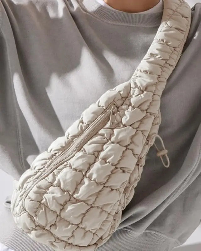 Quilted Drawstring jennie sling bag - Ivory