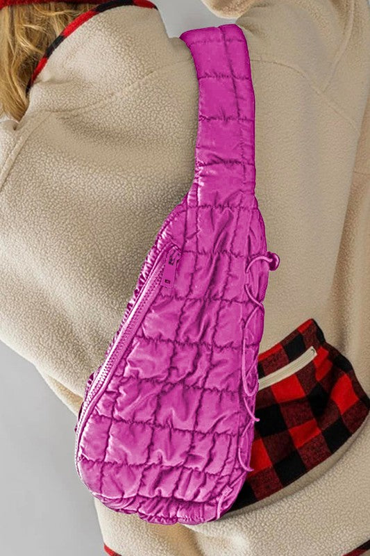 Quilted Drawstring jennie sling bag - PINK