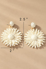 Raffia Straw Flower Drop Earrings