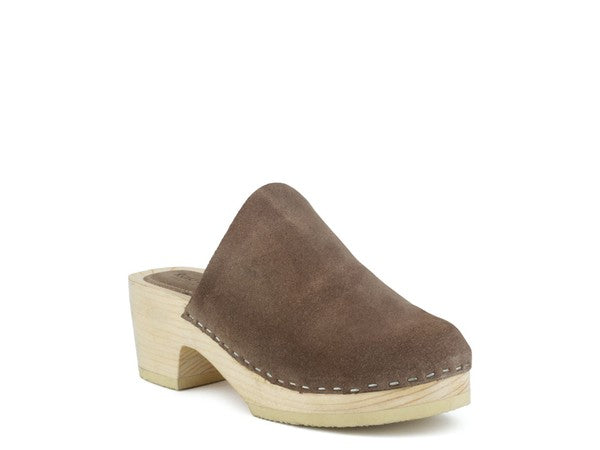 RAG & CO DARCIE TAUPE SUEDE CLOGS - Taupe / 5