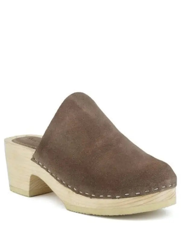 RAG & CO DARCIE TAUPE SUEDE CLOGS - Taupe / 5