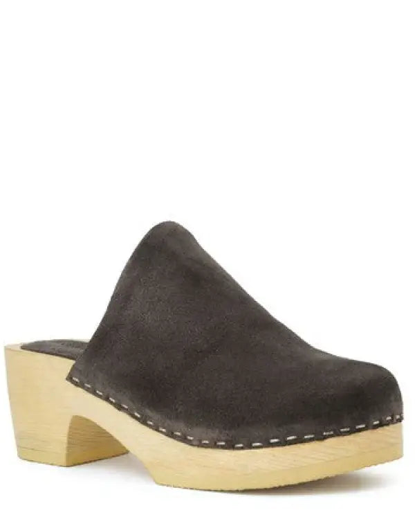 RAG & CO DARCIE TAUPE SUEDE CLOGS - Grey / 5