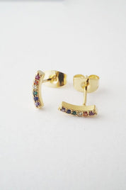 Rainbow Crystal Earrings - Gold / One Size