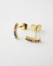 Rainbow Crystal Earrings - Gold / One Size