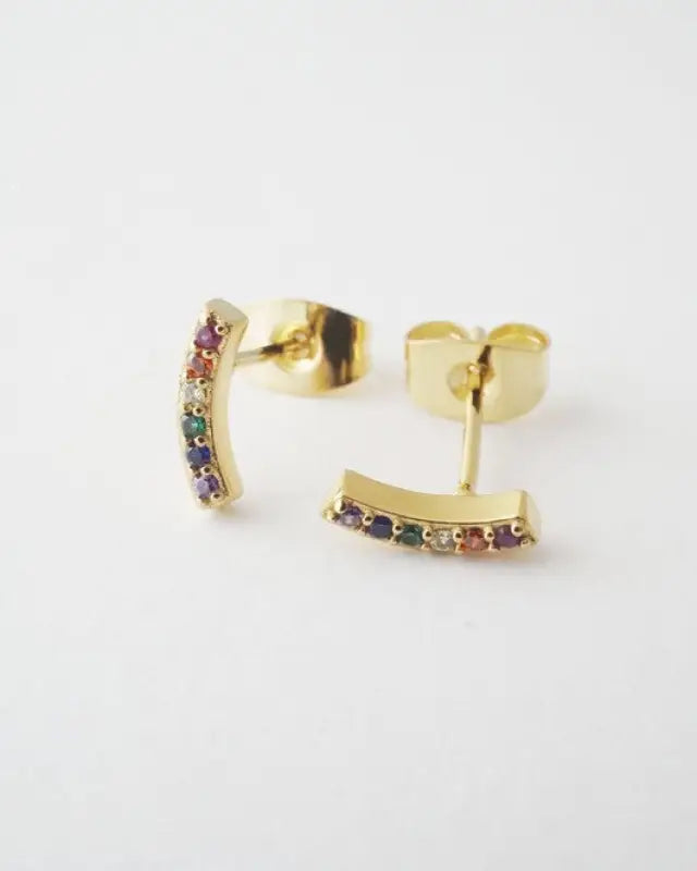 Rainbow Crystal Earrings - Gold / One Size