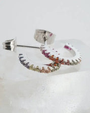 Rainbow Crystal Huggie Hoops