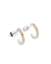 Rainbow Crystal Huggie Hoops - Silver / One Size