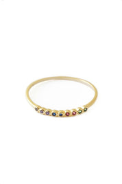 Rainbow Tiny Crystal Bezel Ring - Rings