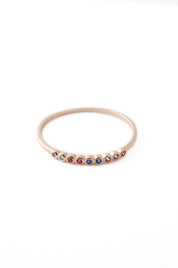 Rainbow Tiny Crystal Bezel Ring - Rings