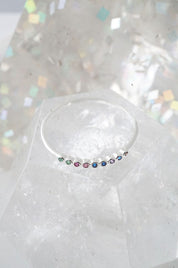 Rainbow Tiny Crystal Bezel Ring - Rings