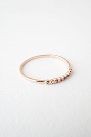 Rainbow Tiny Crystal Bezel Ring - Rings