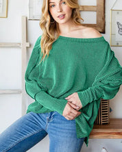 Reborn J Exposed Seam Lantern Sleeve Top