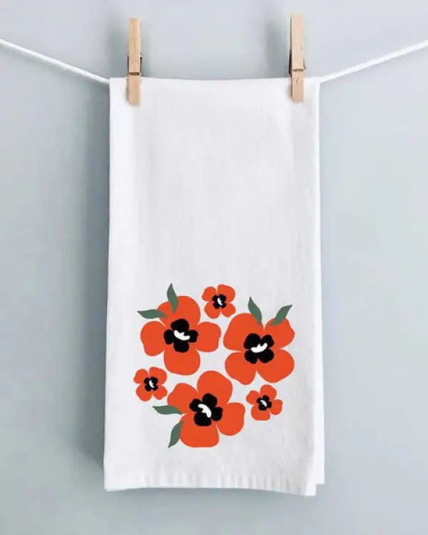 Red Poppies Tea Towel