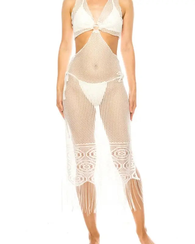 Relaxing Crochet with Tinsel Bottom Mid Cutout Cov - White / S