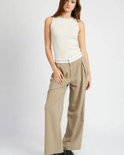 Reverse Waist Band Tailored Pants