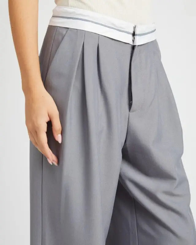 Reverse Waist Band Tailored Pants