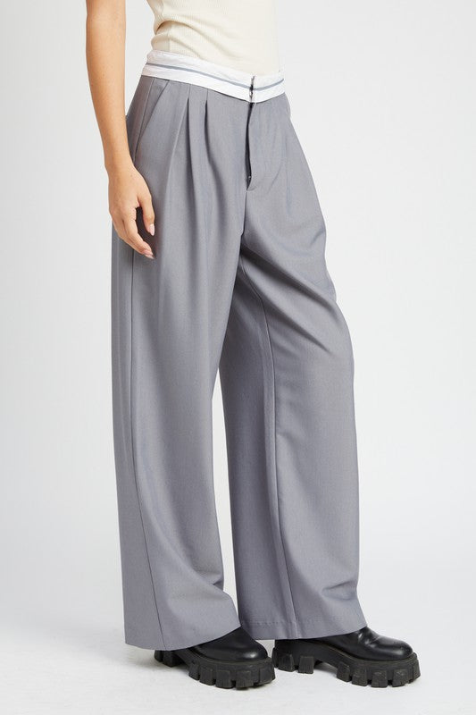 Reverse Waist Band Tailored Pants