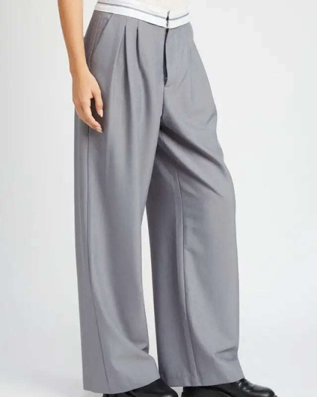 Reverse Waist Band Tailored Pants