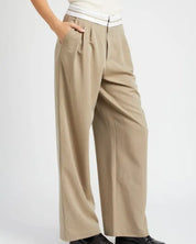 Reverse Waist Band Tailored Pants