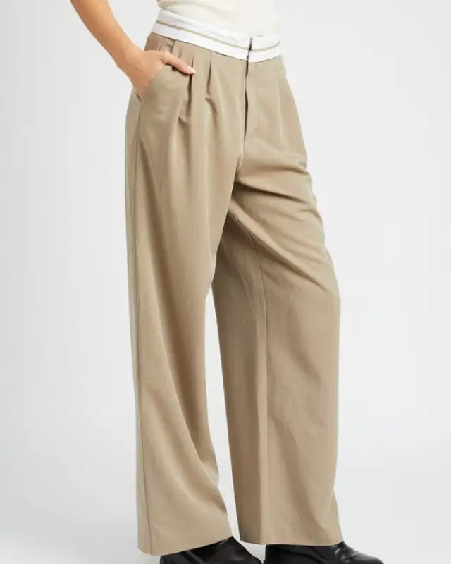 Reverse Waist Band Tailored Pants