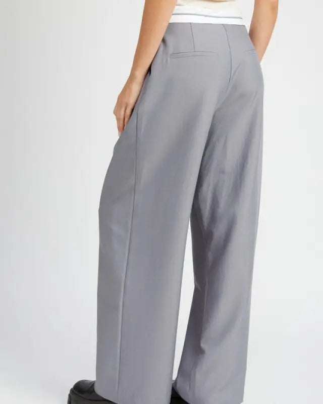 Reverse Waist Band Tailored Pants