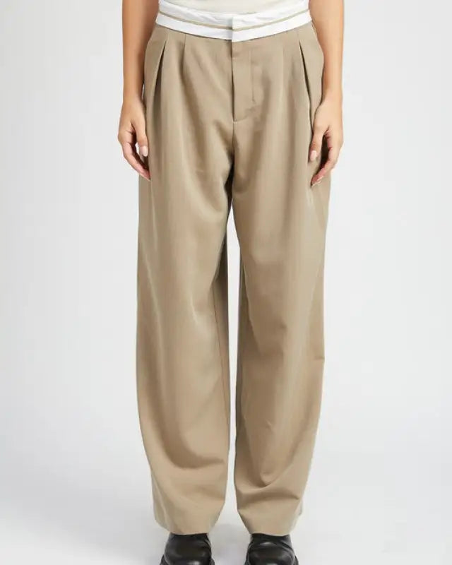 Reverse Waist Band Tailored Pants