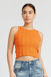 RIB CROPPED TANK TOP - ORANGE / S