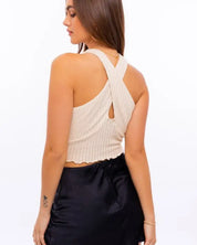 Ribbed Criss Cross Crop Top