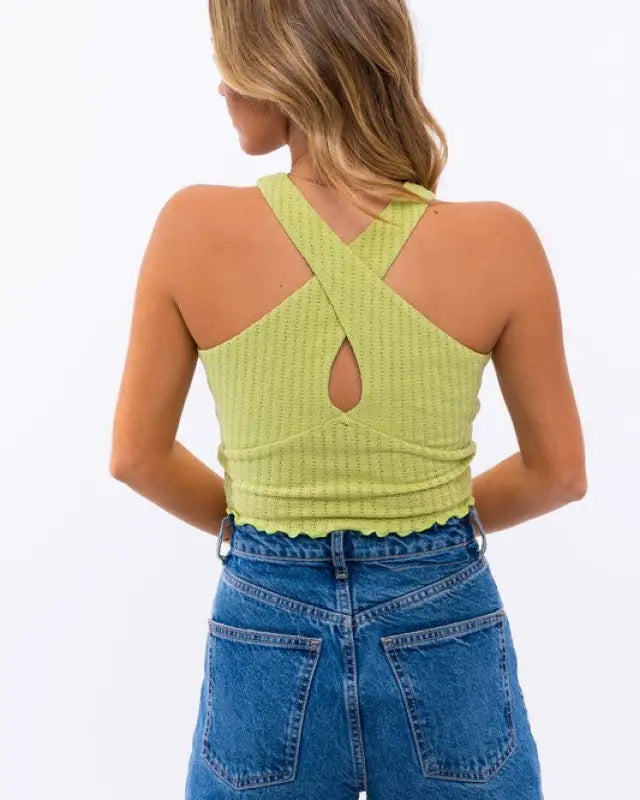 Ribbed Criss Cross Crop Top