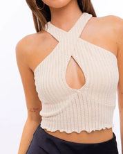 Ribbed Criss Cross Crop Top