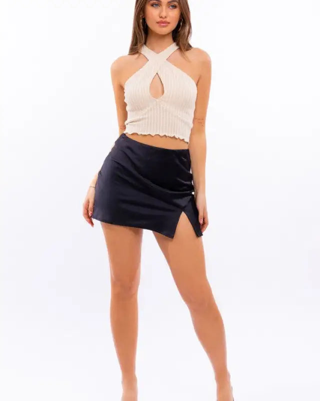 Ribbed Criss Cross Crop Top