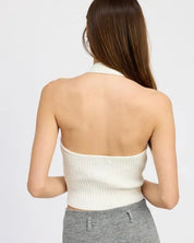 RIBBED HALTER NECK TOP