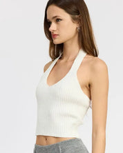 RIBBED HALTER NECK TOP