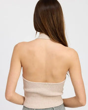 RIBBED HALTER NECK TOP