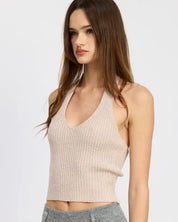 RIBBED HALTER NECK TOP