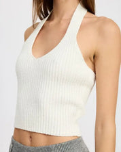 RIBBED HALTER NECK TOP