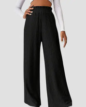 Ribbed High Waist Pants - Black / S