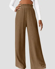 Ribbed High Waist Pants - Camel / S