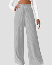 Ribbed High Waist Pants - Heather Gray / S