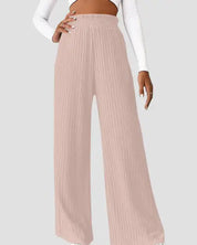 Ribbed High Waist Pants - Peach / S