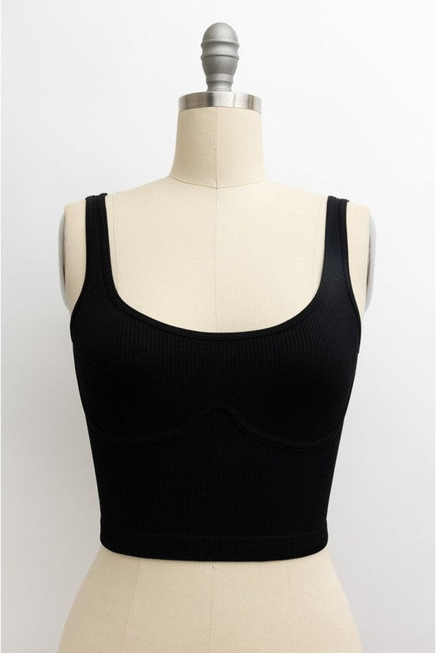 Ribbed Underline Seams Cropped Tank Top