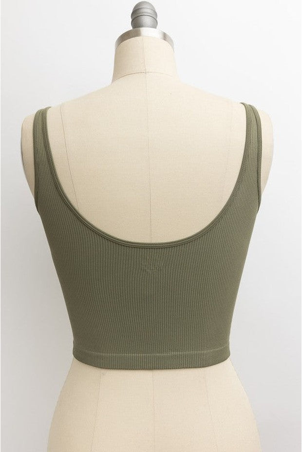 Ribbed Underline Seams Cropped Tank Top