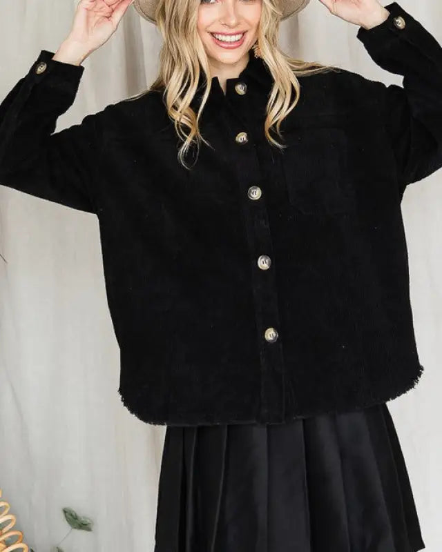 RIBBED VELVET JACKET - Black / L/Xl