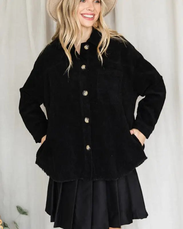 RIBBED VELVET JACKET - Black / L/Xl