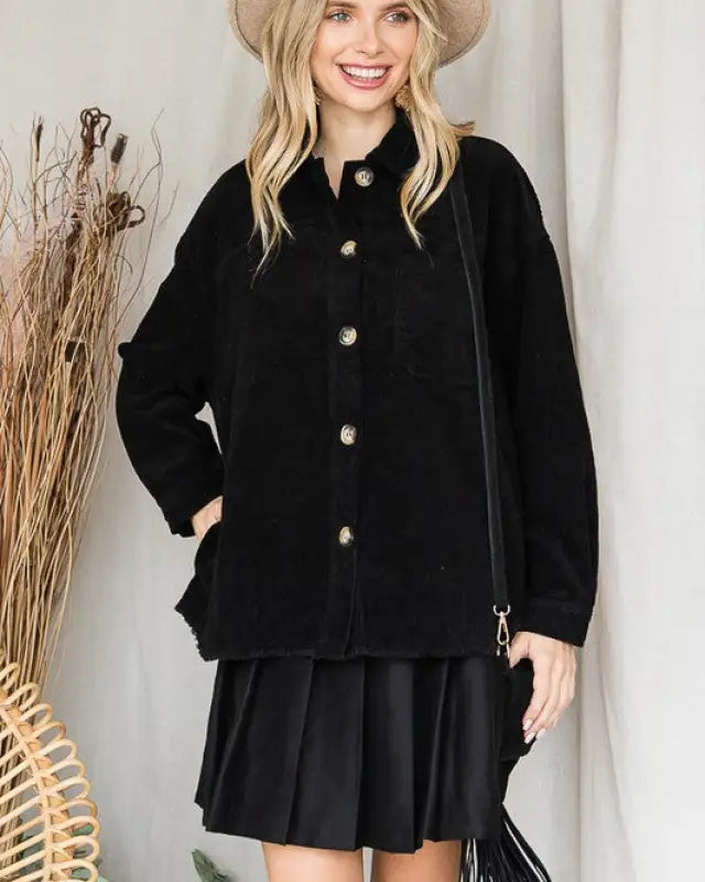 RIBBED VELVET JACKET - Black / L/Xl