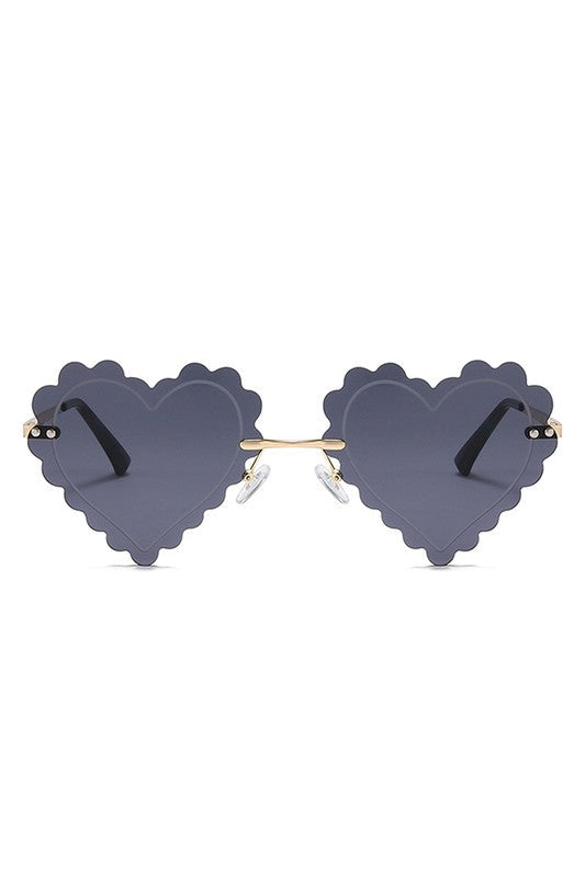 Rimless Heart Shape Tinted Fashion Sunglasses