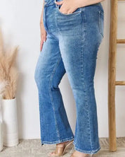 RISEN Full Size High Rise Ankle Flare Jeans - Jeans