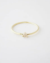 Rose Quartz Crystal Point Solitaire Ring