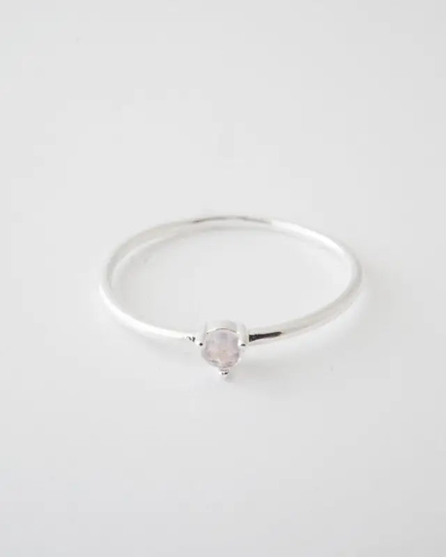 Rose Quartz Crystal Point Solitaire Ring